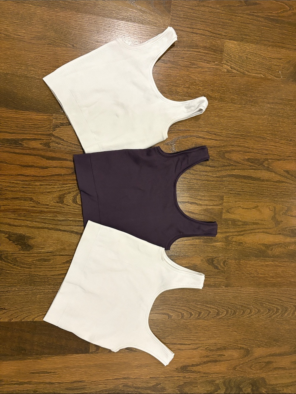 Athleta Girls Ribbed Tank 3 -Pack in White & Deep Purple
